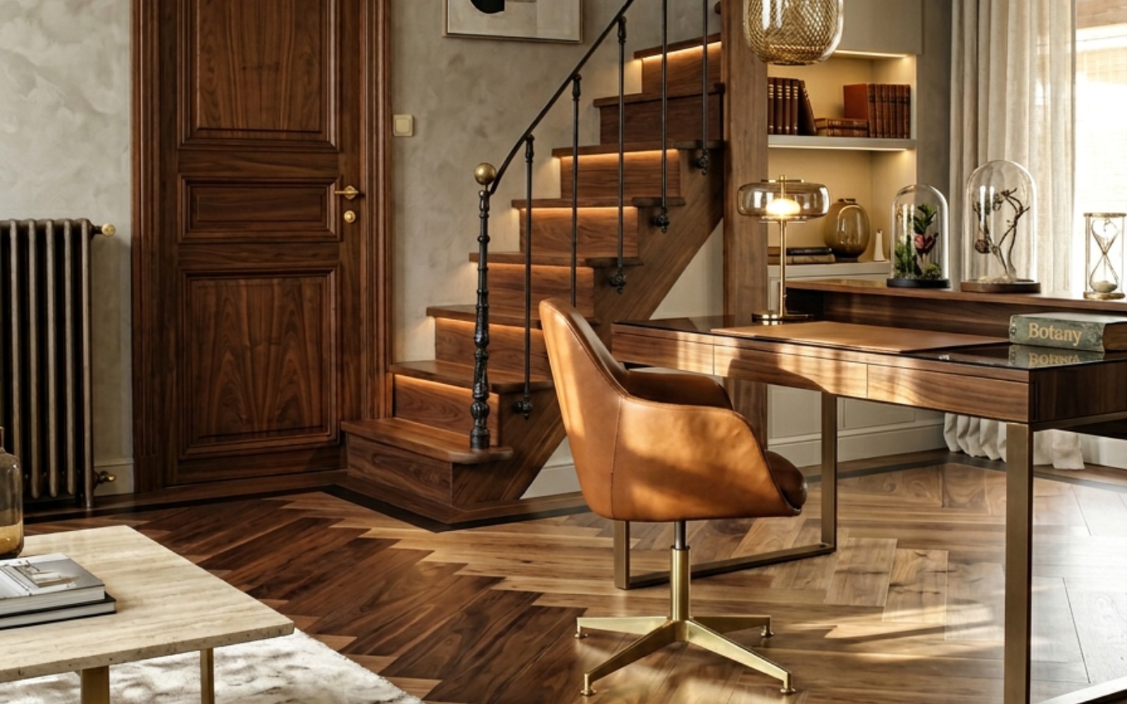 Luxury dining interior with premium plank flooring