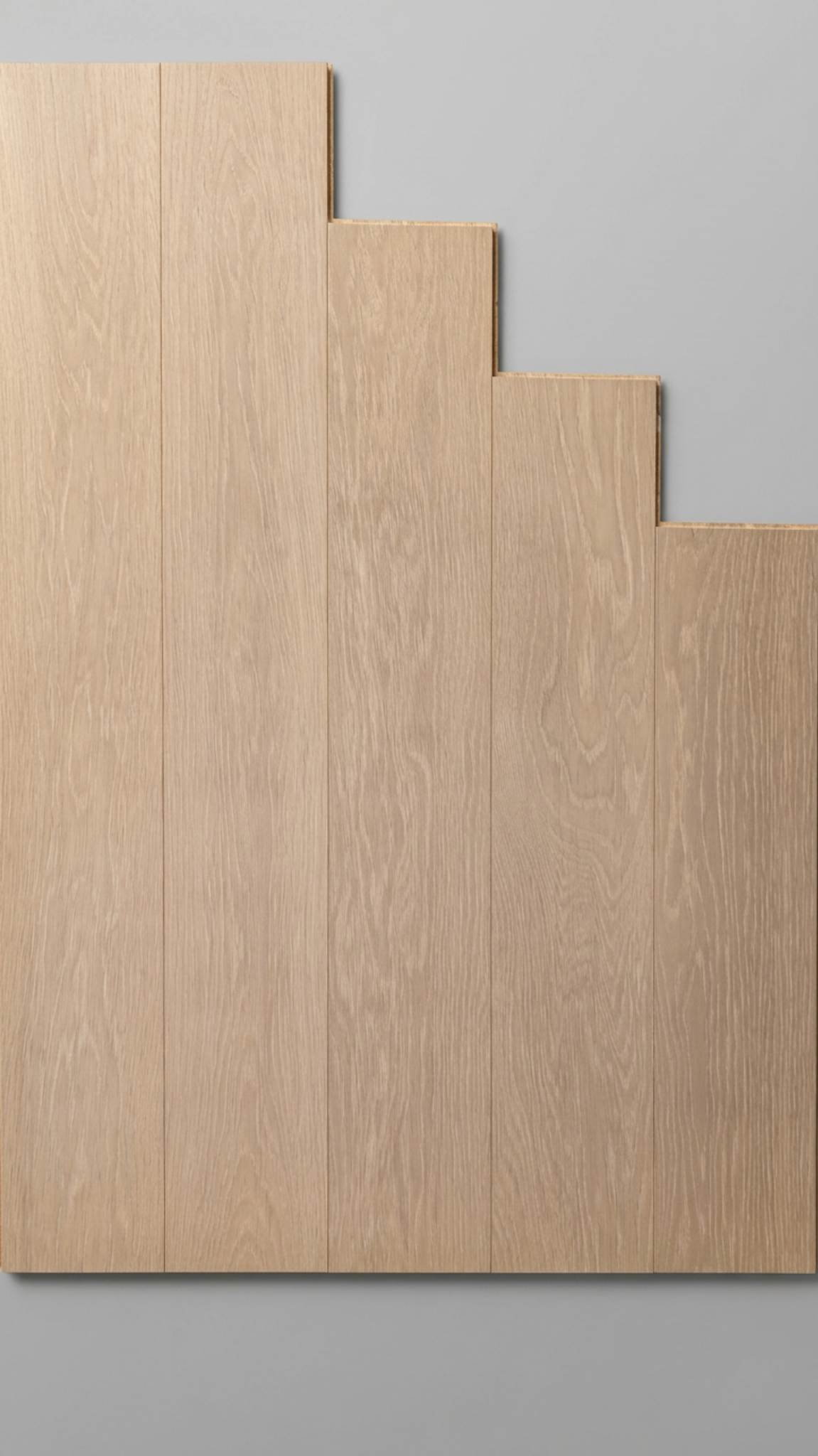 Présentation escalier lames claires.